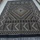 Vintage Berber Carpet Black and Beige Authentic Design Chic Ethnic Style