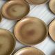 Set of 10 brown speckled stoneware plates