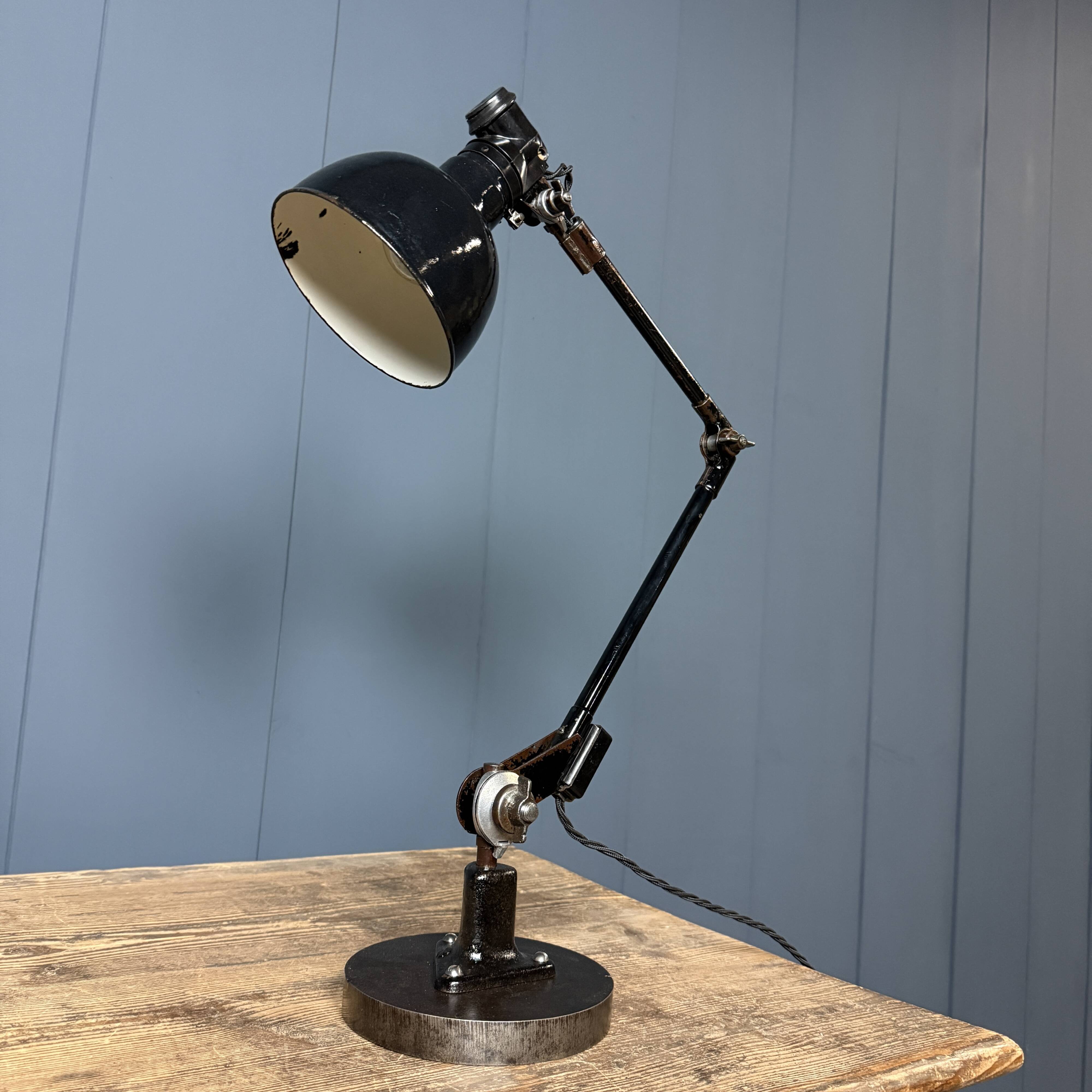 Rademacher black table lamp with enamel shade
