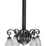 Art Deco wrought iron chandelier