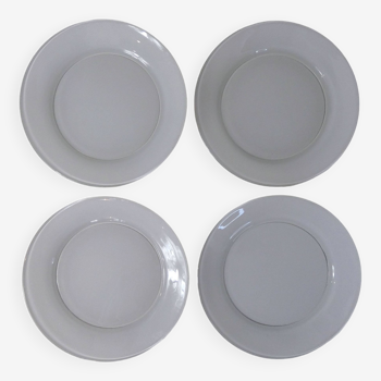 4 assiettes plates Duralex blanches