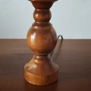 Pair of turned wooden bedside lamps