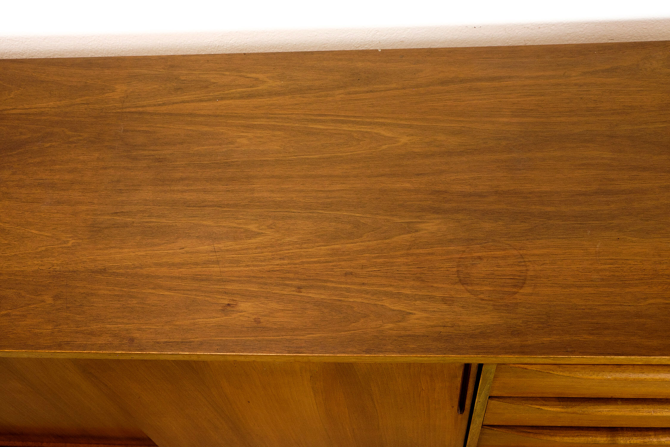 Midcentury Walnut Sideboard with sliding doors and drawers, 1950s