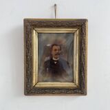 Portrait, photographie, ambrotype, peint à la main, XIXème, signé EV, daté 1881, verre bombé