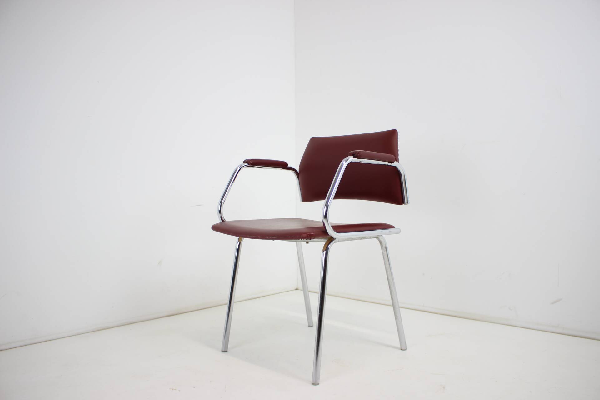 Chrome (Faux) Leather Armchair by Kovona, 1980's, Czechoslovakia