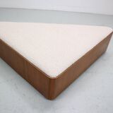 Vintage triangular plywood with boucle-fabric sit element / Ottoman, 1970s