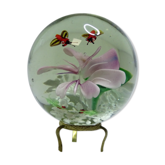 Paper press ball parchment flower, frogs and vintage insects