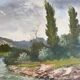 HSP painting "Landscape at the water's edge" signed Marcel Lemagny (20th century)