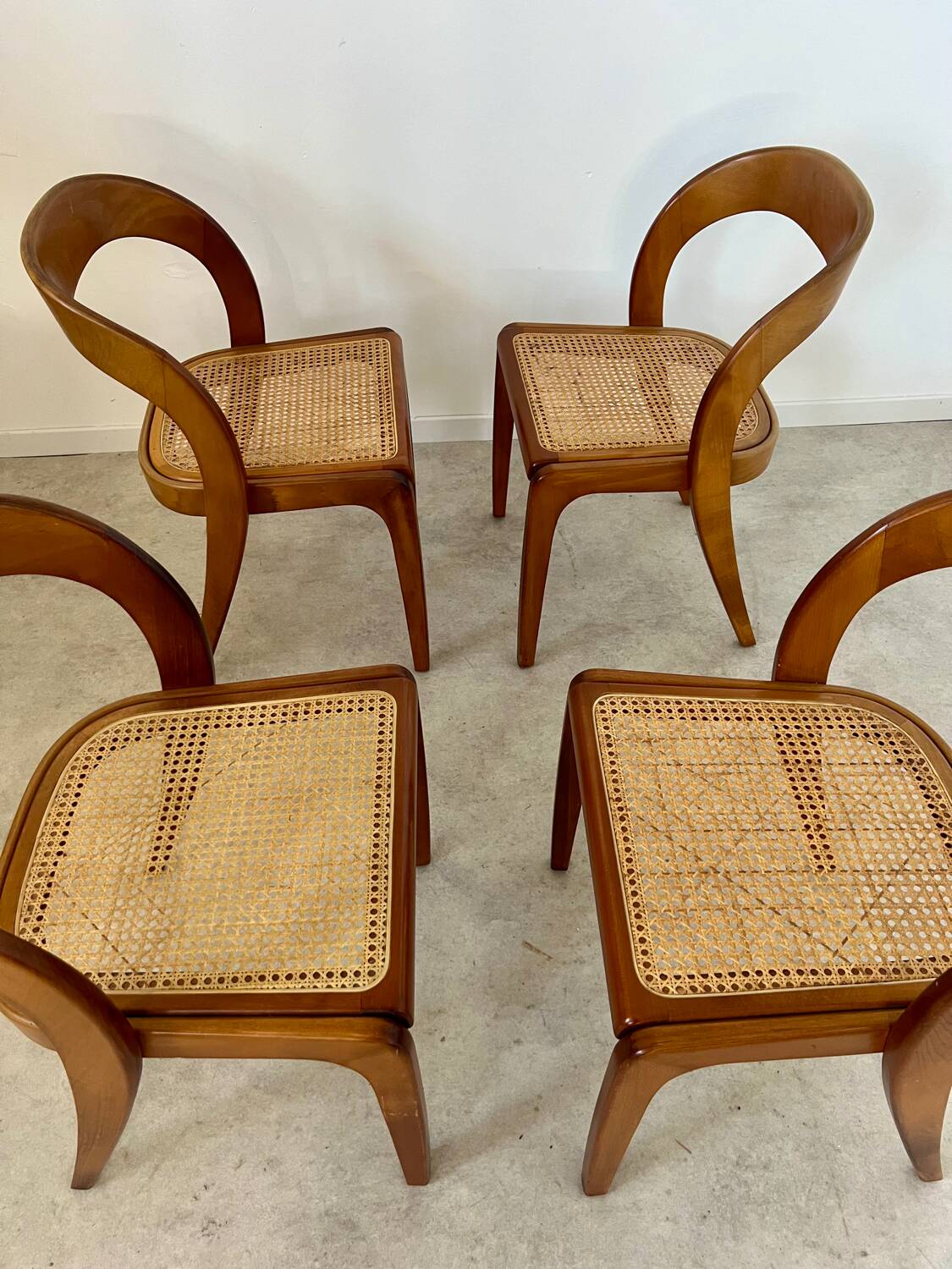 Set of 4 bentwood chairs Baumann design gondola cannage model 60s vintage