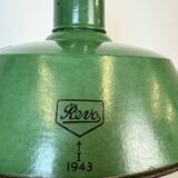 Grande Lampe à Suspension Industrielle en Émail Vert de Revo, 1940s