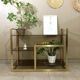Console / étagère vintage en laiton doré et verre fumé des années 50