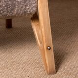 High armchair in curved beech and recent konkav fabric model by paul bode for federholz.