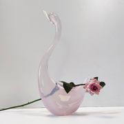 Pink Sommerso Murano glass swan by Elio Raffaeli, Italy