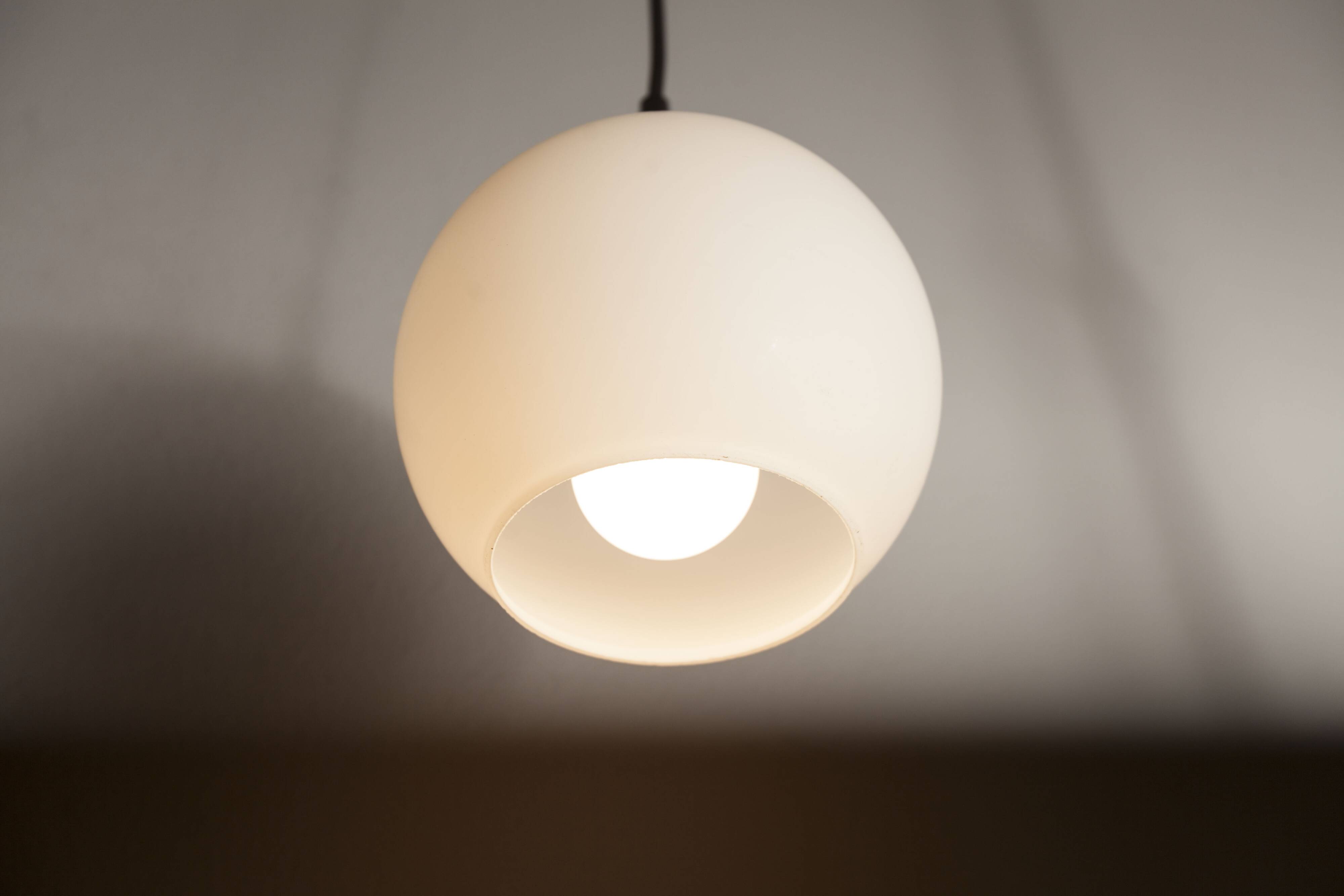 1970 white opaline tulip cone pendant lights (6 available)