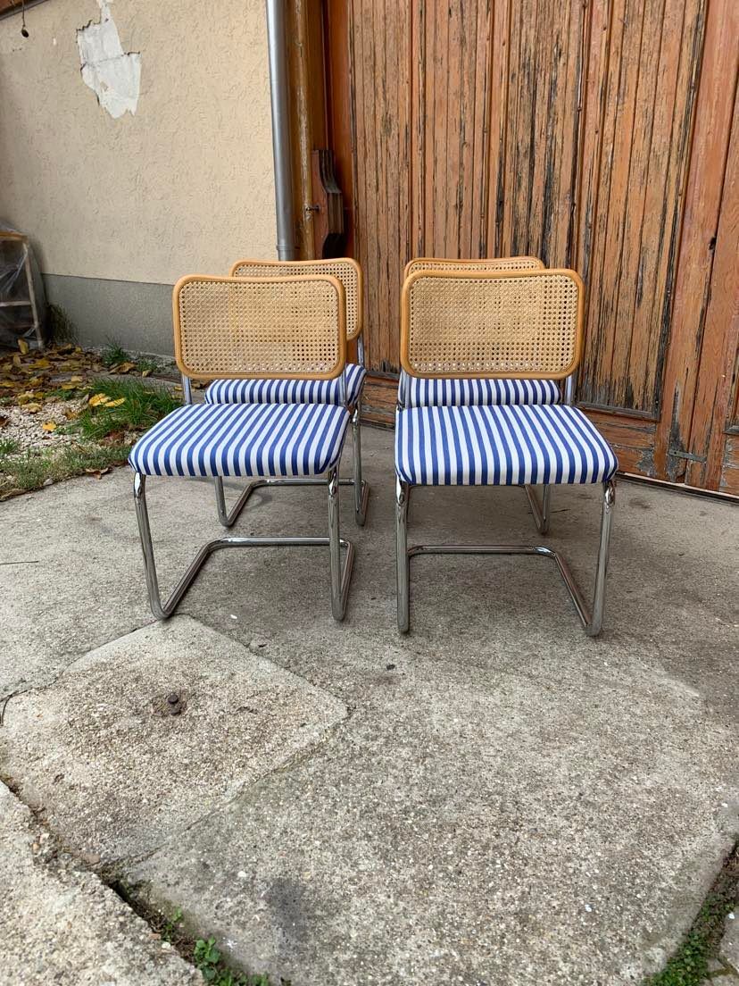 Italian Marcel Breuer B32 Cesca Chair, 70s set of 4
