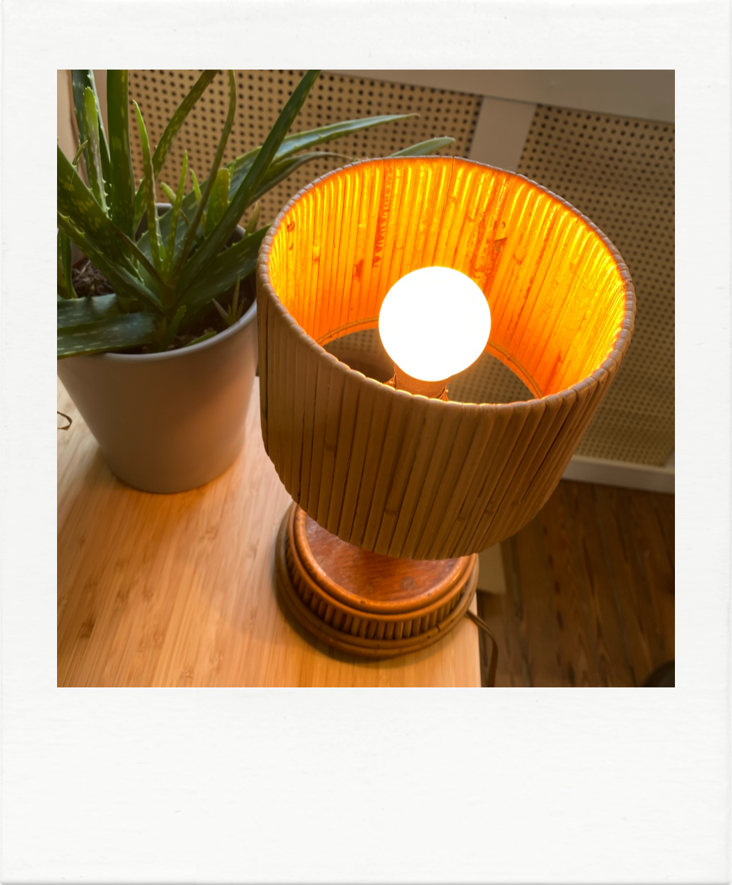 Lampe rotin années 60