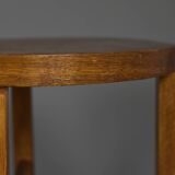 Table d'appoint en placage de chêne, années 1930, rénovée à la main, Art déco polonais