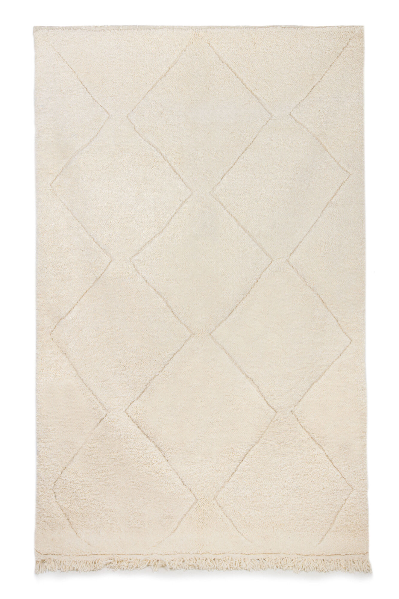 Berber carpet beni ourain ecru with diamonds in relief 308 x 195 cm