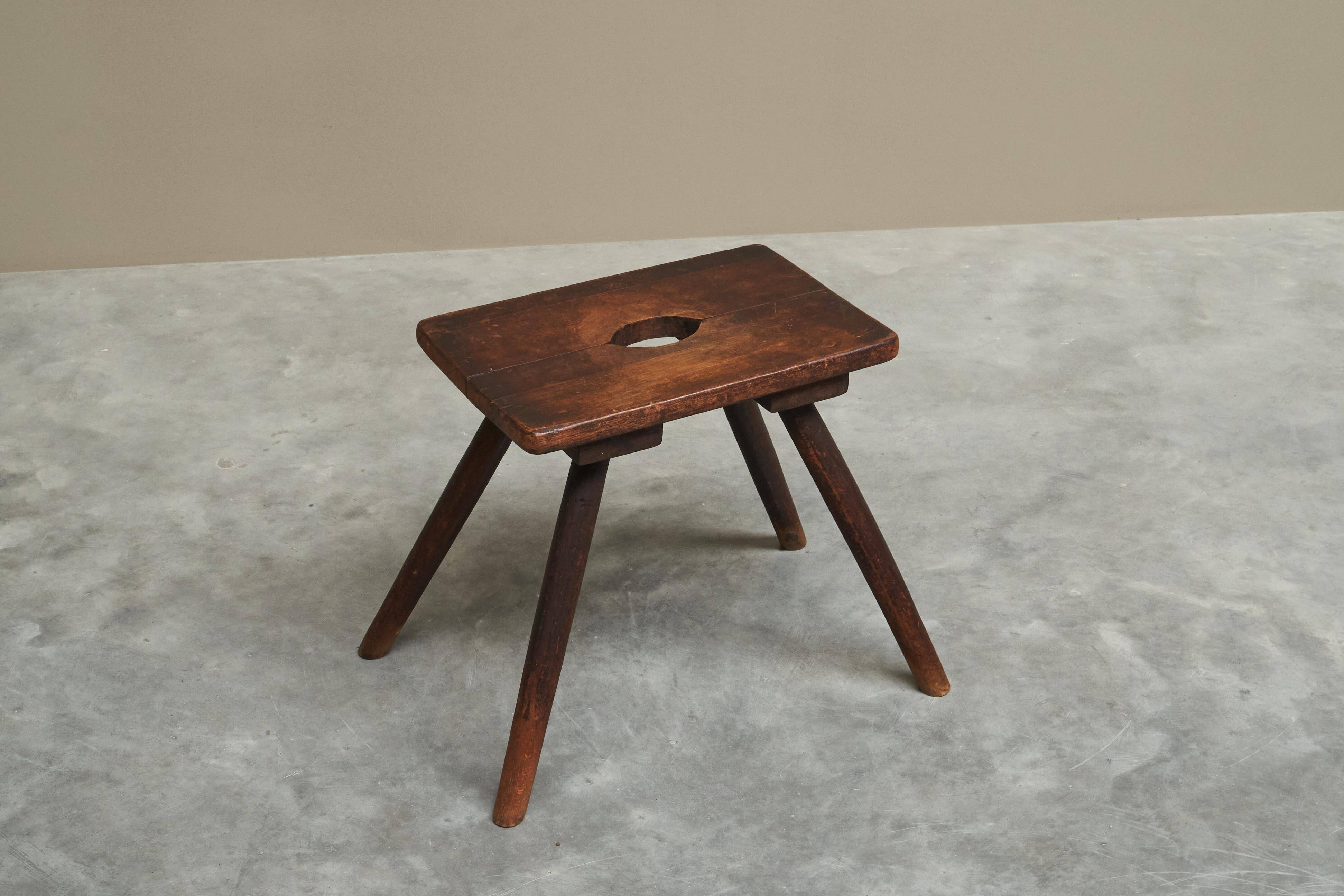 Stool or solid wood side table, mid-century style, 1950s