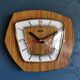 Vintage formica clock silent hexagonal wall pendulum "FFR wood"