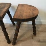 Paire de tabouret de traite en bois
