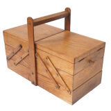 Golden oak sewing cart