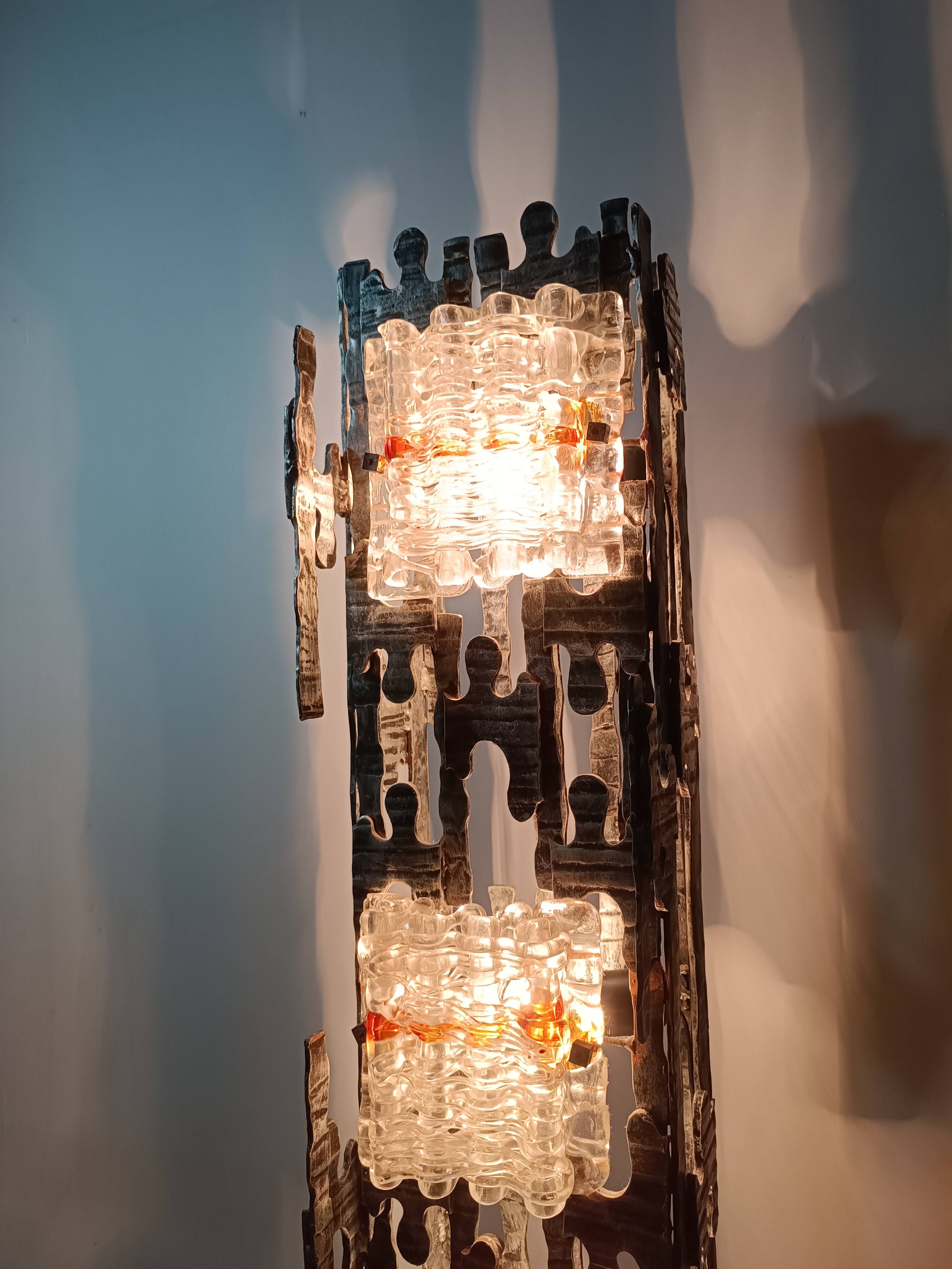 Brutalist sculptural floor lamp by Albano Poli for Poliarte 1970s