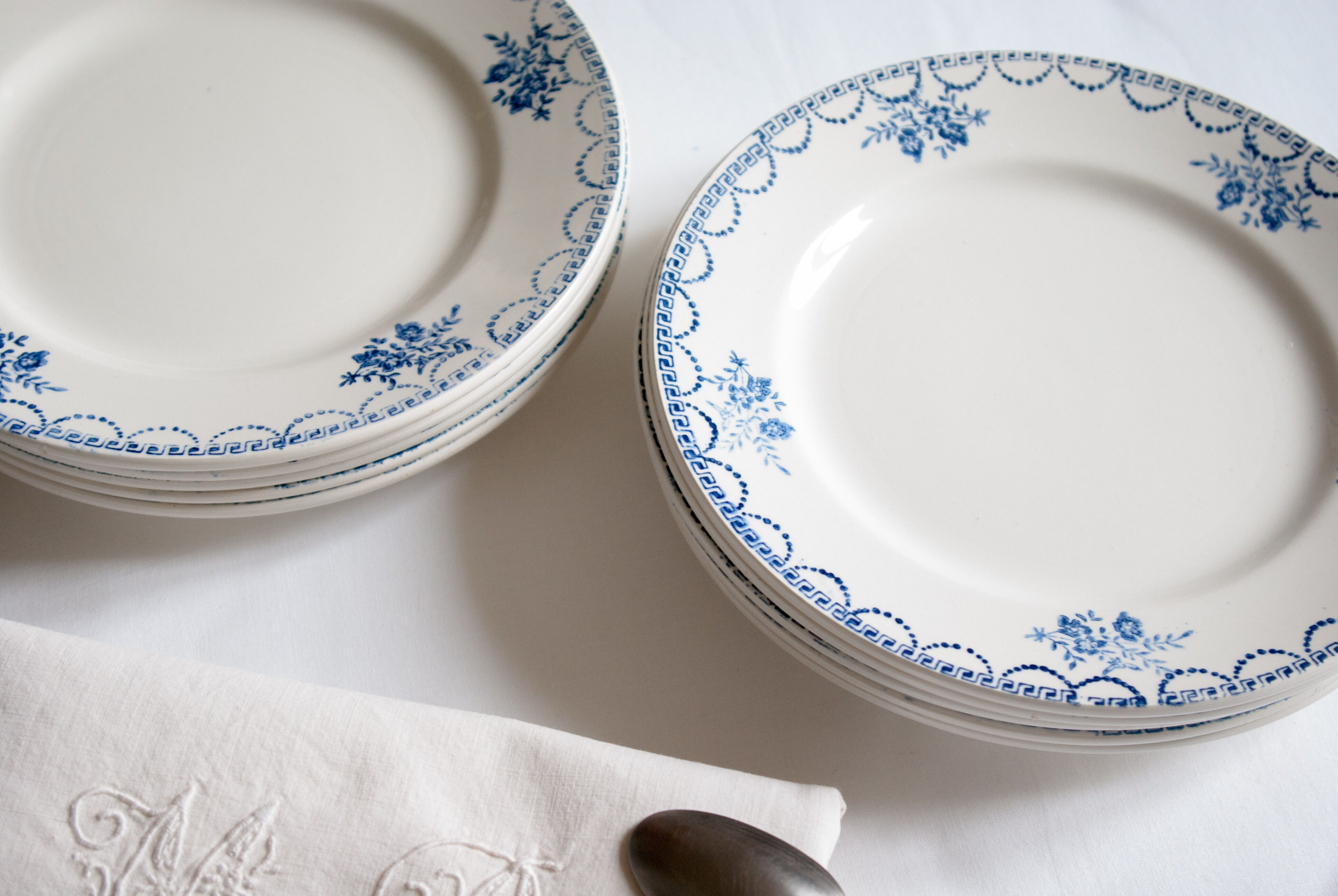 Old dessert plates - blue décor
