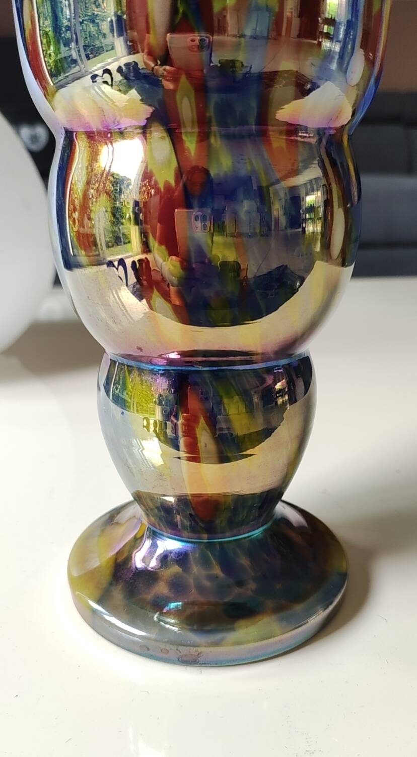 Boho chic iridescent/Iridescent vase. Millefiori. Wilhelm Kralik