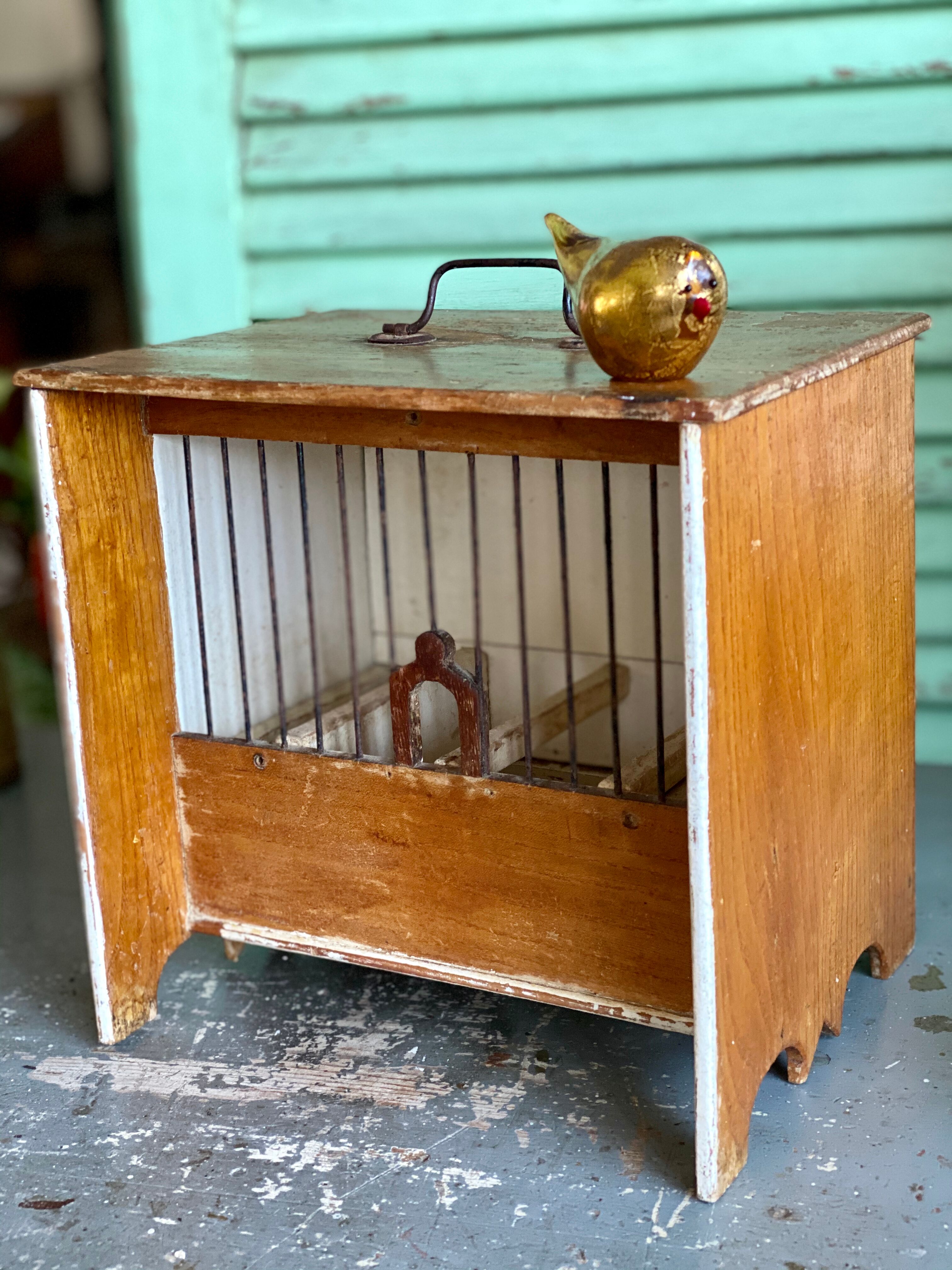 Wooden and steel bird cage