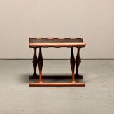 Poul Hundevad PH43 Guldhøj Stool in Teak and Brown Leather, Denmark, 1960s