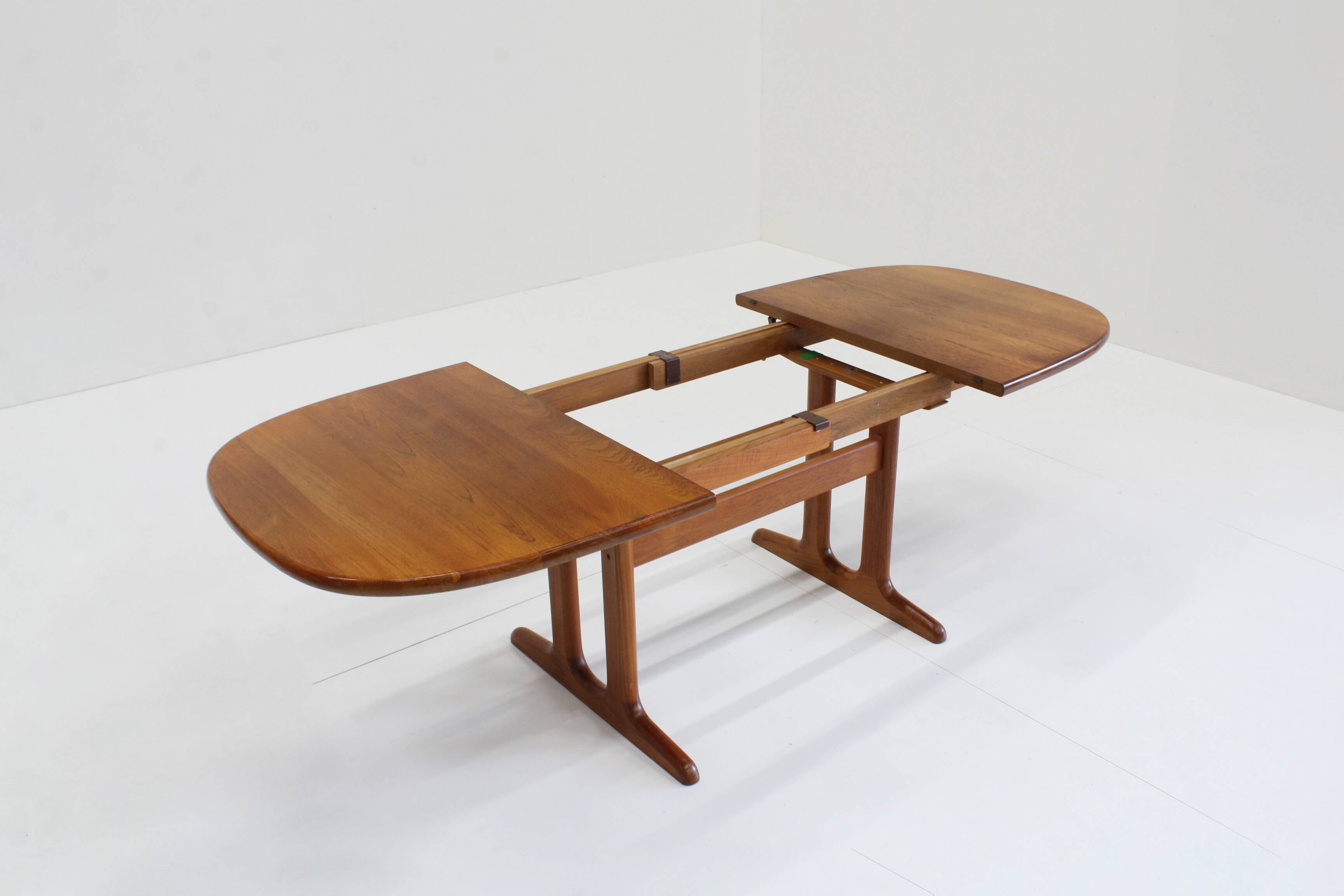 Vintage Glostrup Danish oval extendable dining table solid teak 1960s
