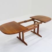 Vintage Glostrup Danish oval extendable dining table solid teak 1960s
