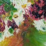 Acrylic on canvas, old painting, vintage still life, country decoration