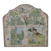 Ancient decorative panel in carved wood on the art of gardens in europe