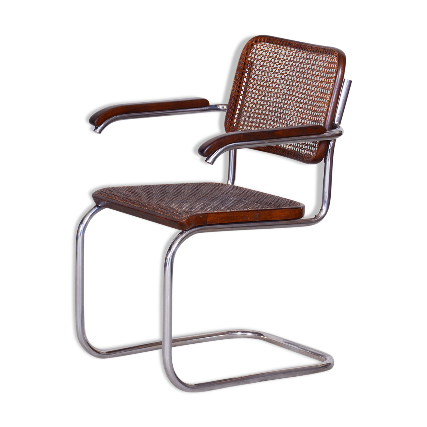 Restored Bauhaus Armchair, Marcel Breuer, Thonet, Beech, Chrome, Germany, 1930s