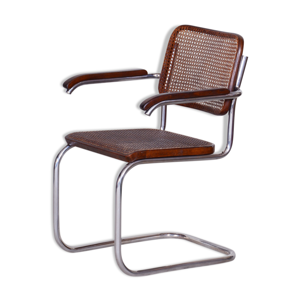 Restored Bauhaus Armchair, Marcel Breuer, Thonet, Beech, Chrome