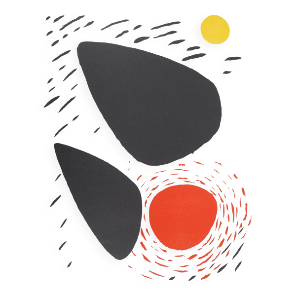 Joan miro : poésie de l'espace : formes en mouvement - lithographie origina