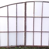 Industrial arched metal window L128xH114 19th century glass roof 2 leaves
