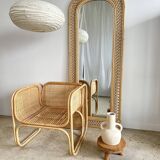 Rattan foot mirror with braces H:2m