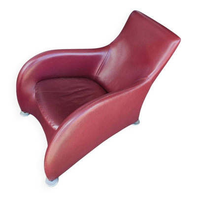 Fauteuil Montis / Gerard van den Berg / années 1990 / Cuir rouge bordeaux