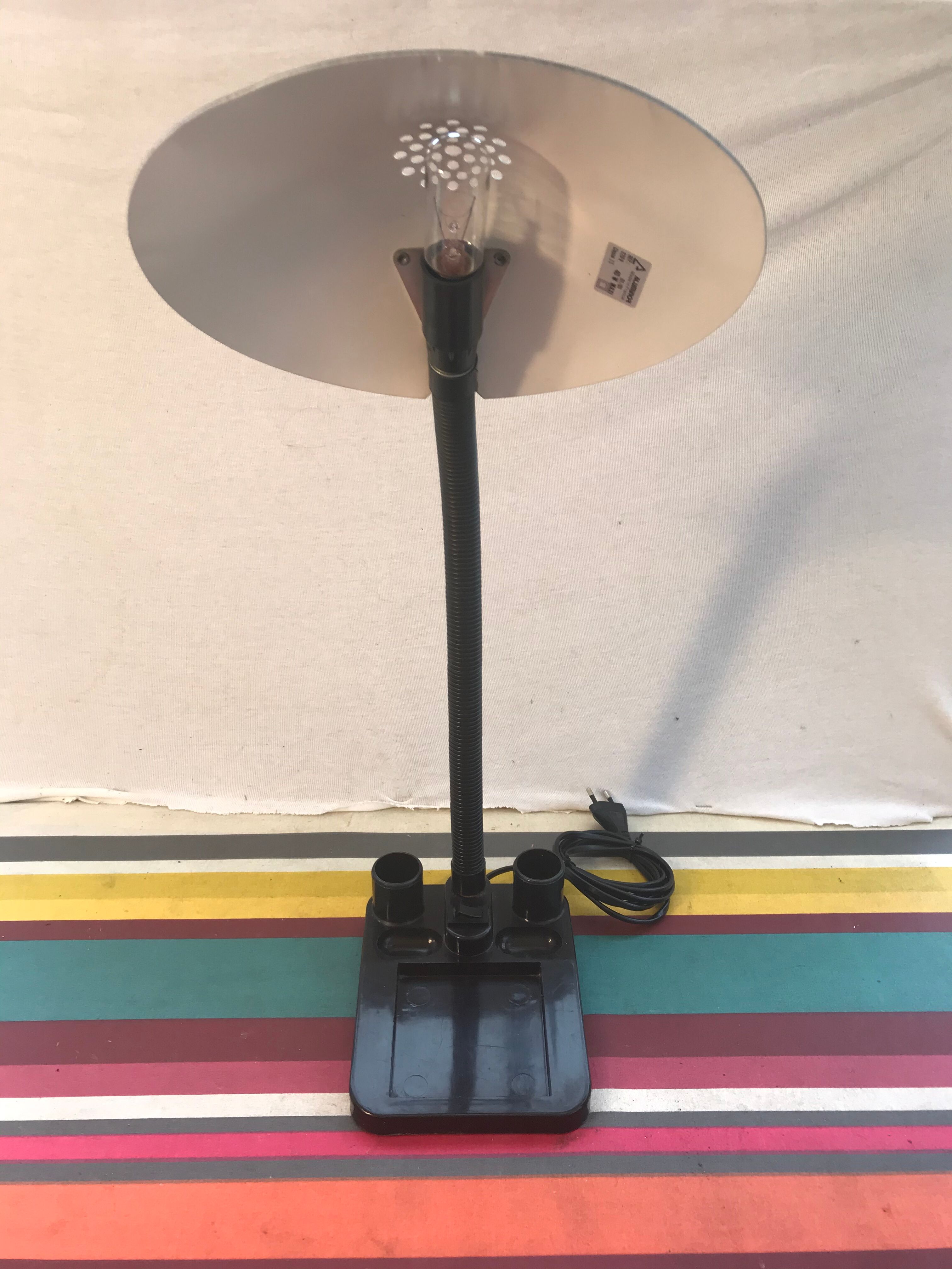 Aluminor metal storage office lamp - black flexible arm vintage 80s