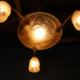 Art deco glass chandelier with Noverdy bird décor