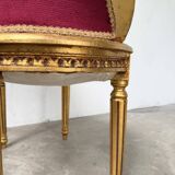 Fauteuil bois doré et velours rouge Louis XVI