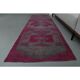 1970s Vintage Turkish Oushak Handmade Wool Cotton Purple Runner Rug 86x261