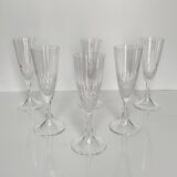 6 Champagne Flutes in Lalique Crystal | "Chinon" Model | 1960s