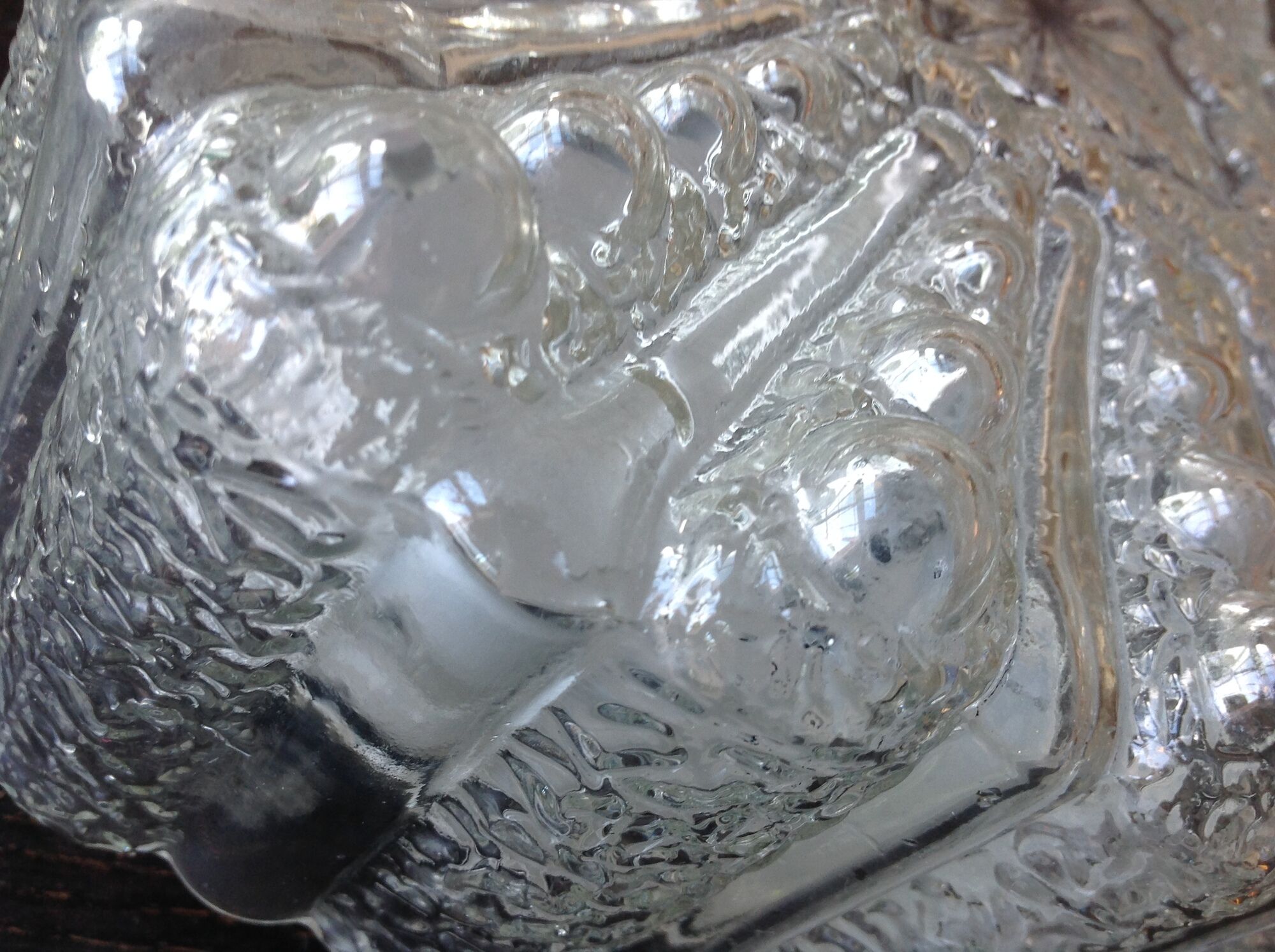 Square ceiling lamp in bulled glass 60/70s
