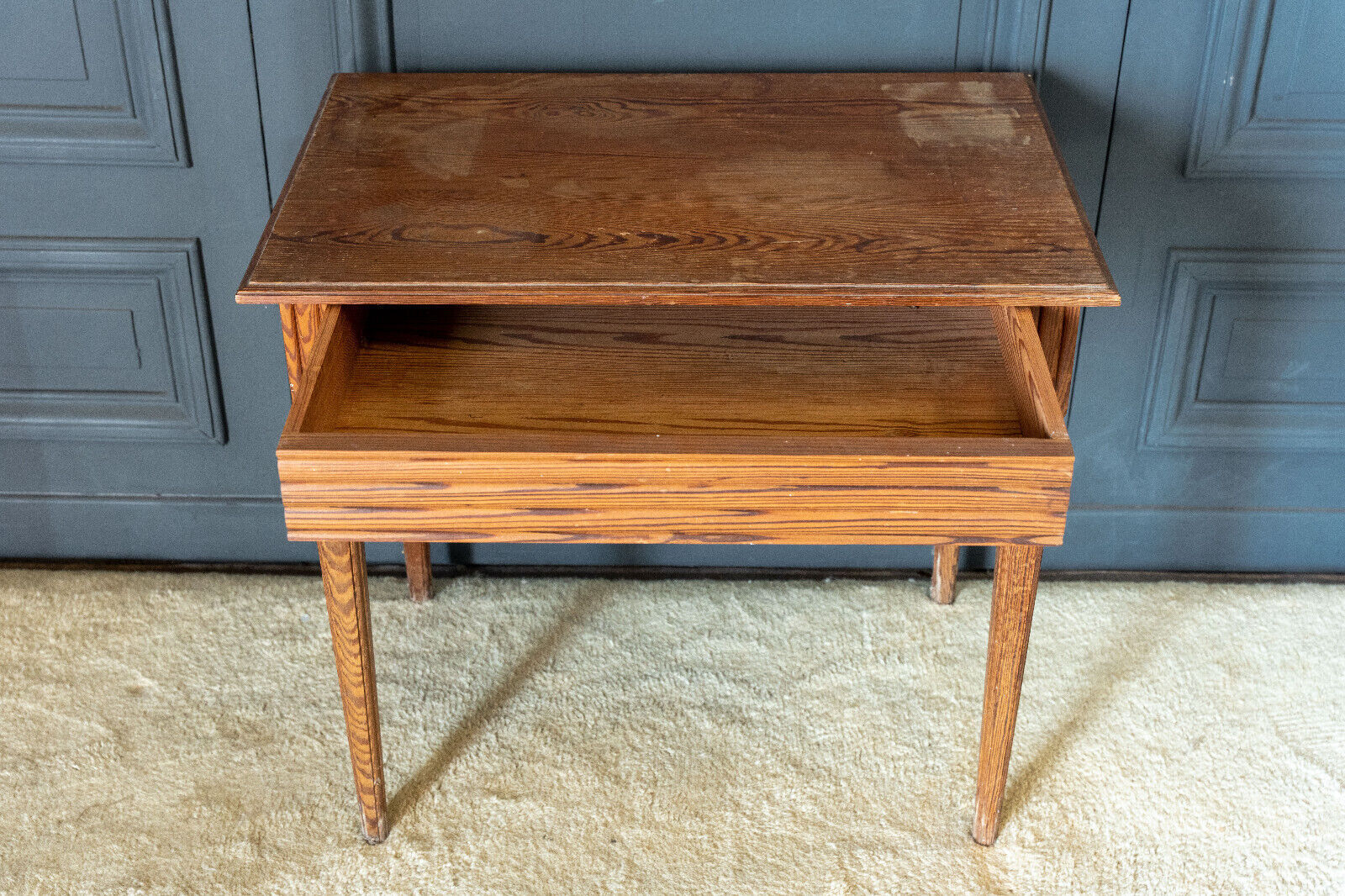 Parisian table pitchpin desk 1 drawer 1900