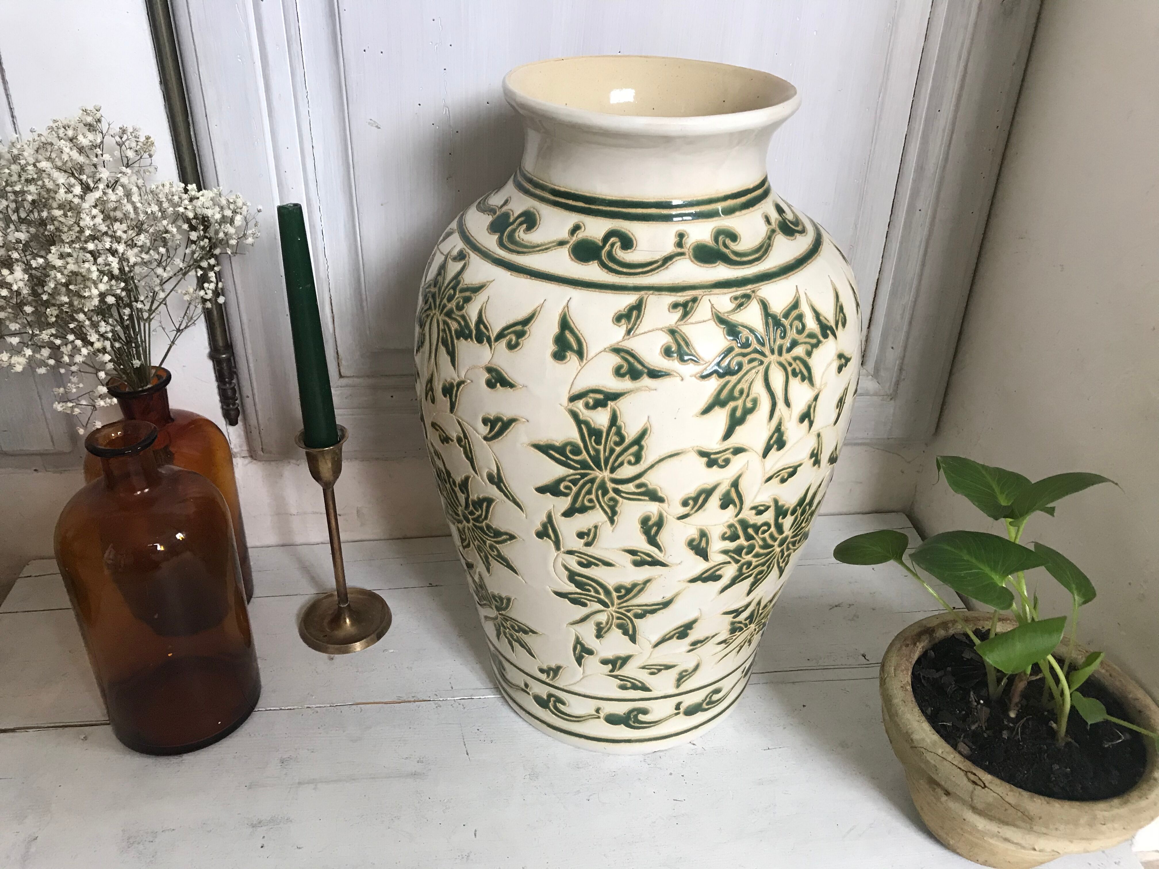 44cm enamelled ceramic vase