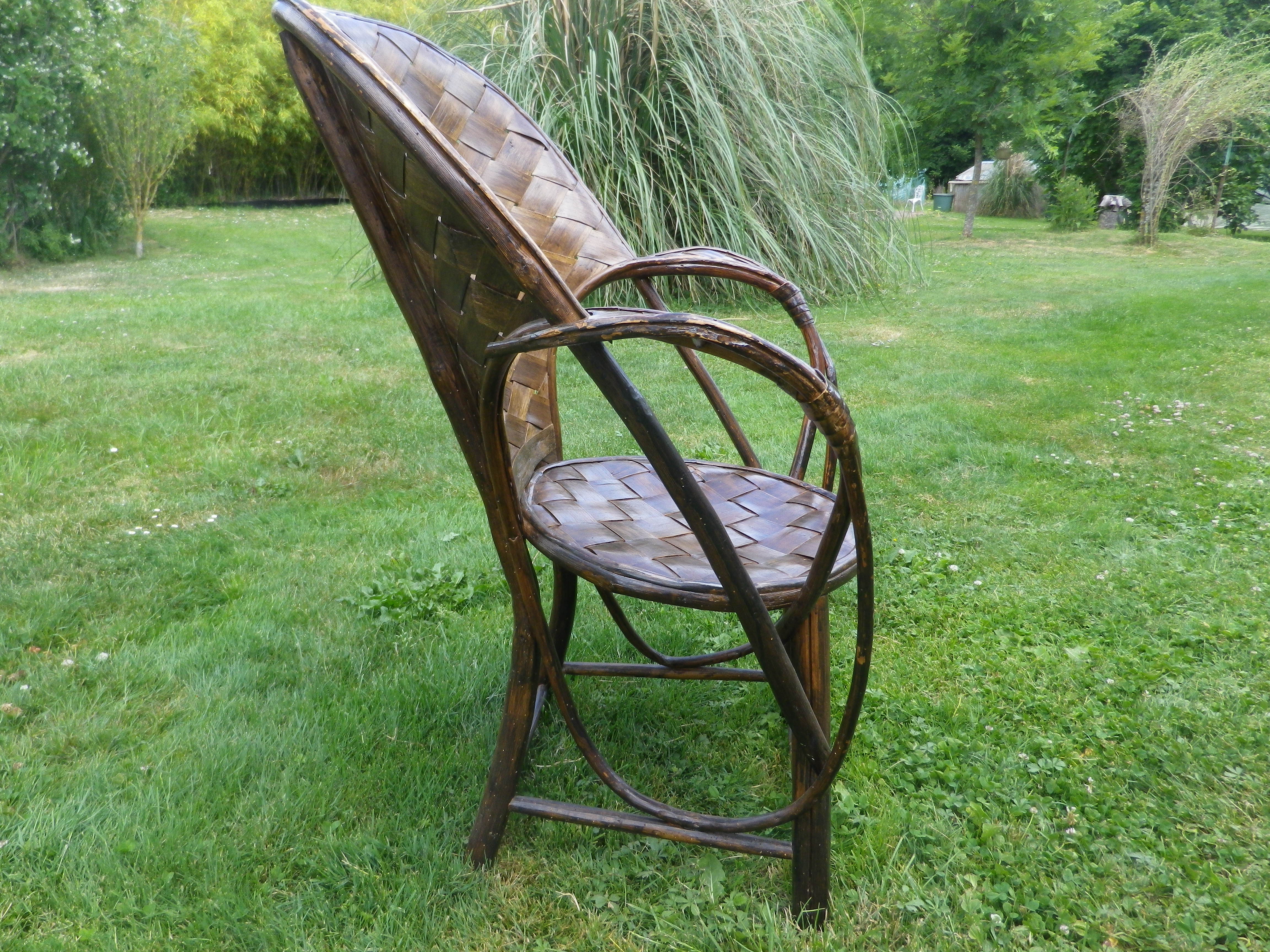 Bamboo and chestnut armchair